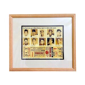 Original Mets Lineup & Ticket 1962 Replica Framed Print by Ross Galleries